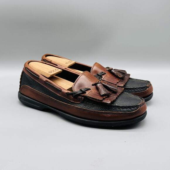 Sperry Shoes Mens 8.5 Brown Black Leather Tassel Loafers Kiltie Slip On Moc Toe - Picture 2 of 12